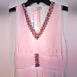 Antique full length Evening (prom) dress,pleated,pretty pink, Sylvia Ann